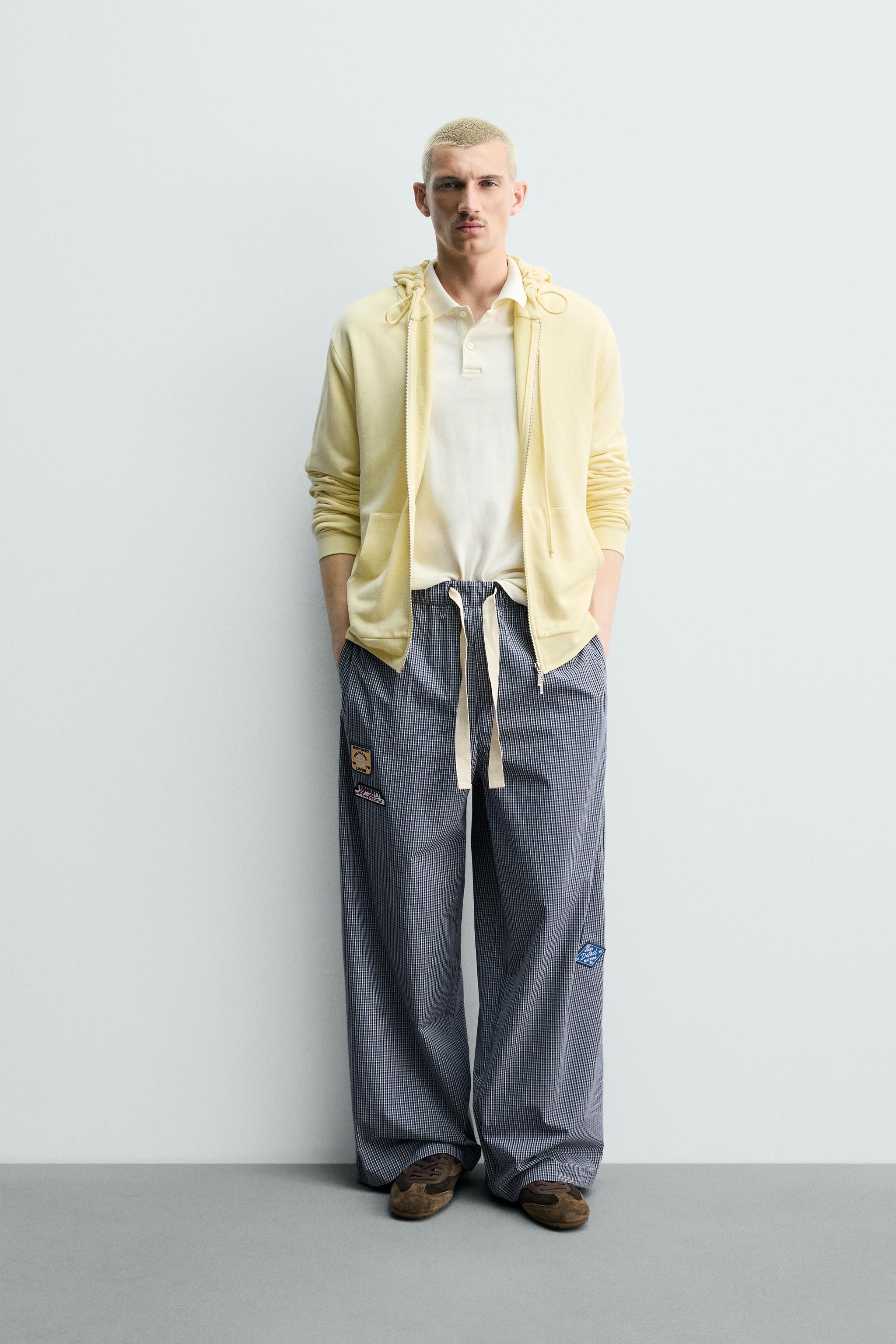 RELAXED FIT PATCHWORK CHECK PANTS